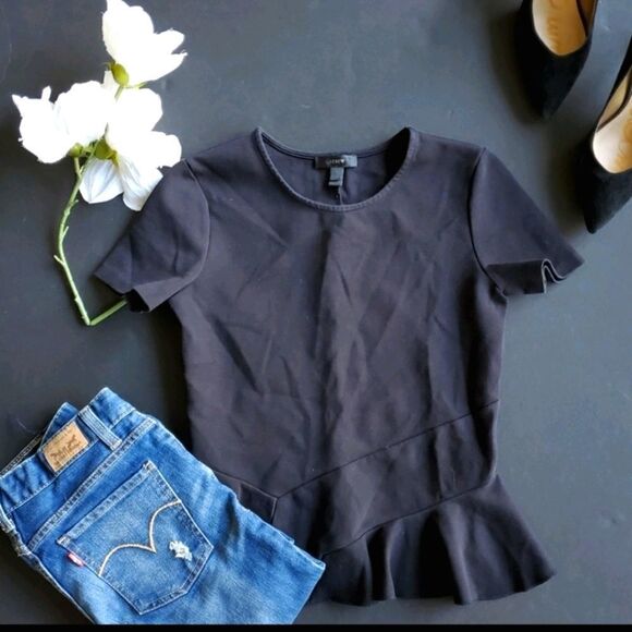 J.crew Black Peplum Style Blouse - Picture 1 of 8